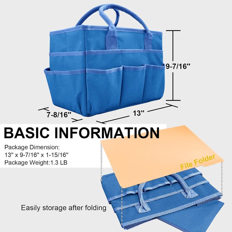 Cupohus Art Organizer Craft Storage Tote Bag with Pockets and Handles, Oxford Fabric Carrying Caddy for Teacher, Officer, Artist, Traveler, and more –Blue - Image 3